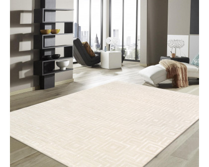 Pasargad Edgy Collection Tufted Bamboo Silk/Wool Area Rug - Ivory, 31" x 120" (pvny-24 rnr 2.7x10)