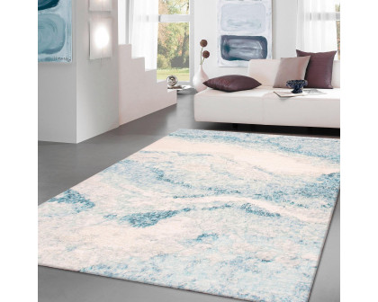 Pasargad - Moroccan Collection Hand-Knotted Wool Area Rug in Aqua/Ivory, 96" x 118" (PZN-65 8x10)