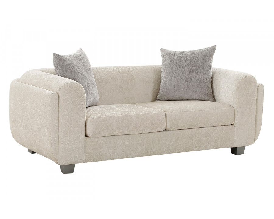 Pasargad - Bergamo Ivory Fabric Loveseat with 2 Pillows Included