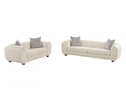 Pasargad - Bergamo Ivory Fabric Loveseat with 2 Pillows Included