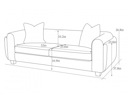 Pasargad - Bergamo Ivory Fabric Loveseat with 2 Pillows Included