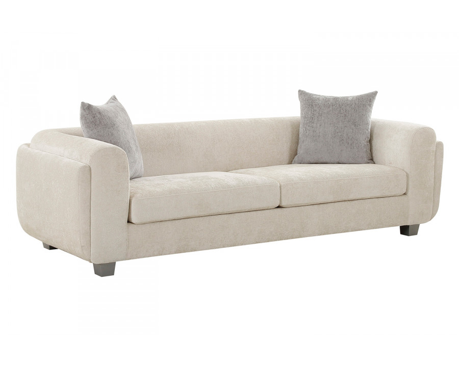 Pasargad - Bergamo Ivory Fabric Sofa with 2 Pillows Included