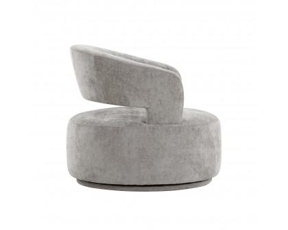 Pasargad Piagia Upholstered Swivel Base Barrel Chair - Silver, Polyester