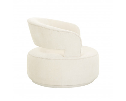 Pasargad Piagia Upholstered Swivel Base Barrel Chair - Ivory, Polyester