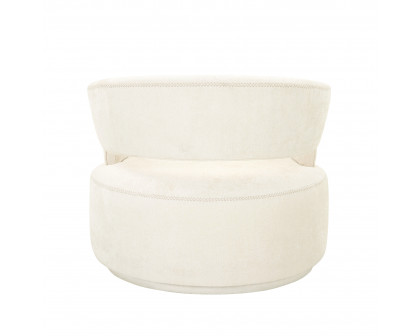 Pasargad Piagia Upholstered Swivel Base Barrel Chair - Ivory, Polyester