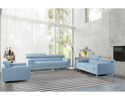 Pasargad - Serena Modern Blue Sofa with Silver Leg