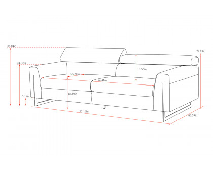 Pasargad - Serena Modern Blue Sofa with Silver Leg