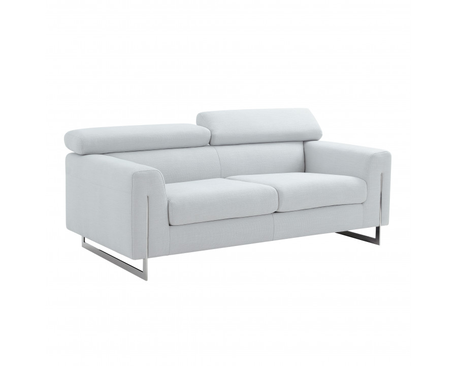 Pasargad - Serena Modern Loveseat with Adjustable Headrests in Silver, Poly Fabric