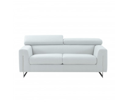 Pasargad - Serena Modern Loveseat with Adjustable Headrests in Silver, Poly Fabric