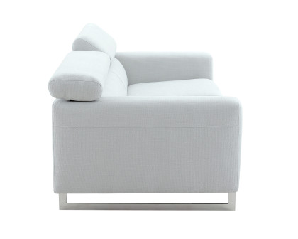 Pasargad - Serena Modern Loveseat with Adjustable Headrests in Silver, Poly Fabric