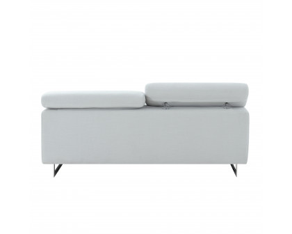 Pasargad - Serena Modern Loveseat with Adjustable Headrests in Silver, Poly Fabric