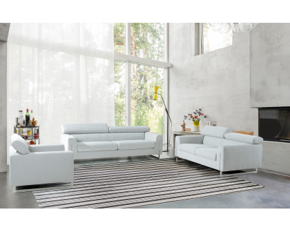 Pasargad - Serena Modern Loveseat with Adjustable Headrests in Silver, Poly Fabric