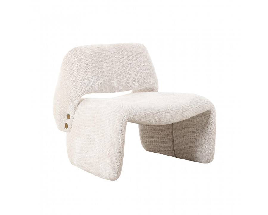 Pasargad - Zarina Upholstered Modern Accent Chair in Ivory, Textured Fabric