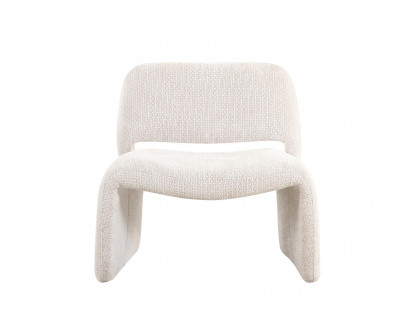 Pasargad - Zarina Upholstered Modern Accent Chair in Ivory, Textured Fabric