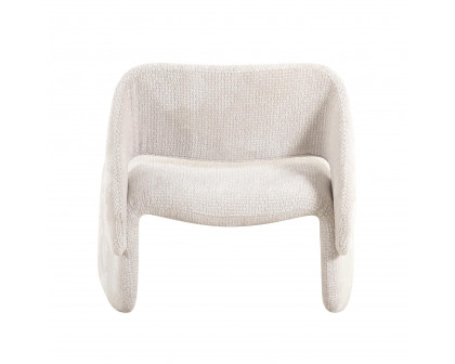 Pasargad - Zarina Upholstered Modern Accent Chair in Ivory, Textured Fabric