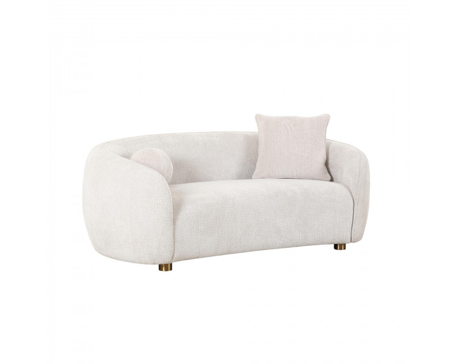 Pasargad - Zarina Upholstered Modern Loveseat with 2 Pillows in Ivory, Textured Fabric