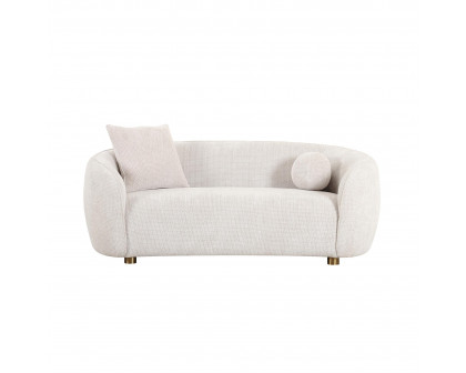 Pasargad - Zarina Upholstered Modern Loveseat with 2 Pillows in Ivory, Textured Fabric