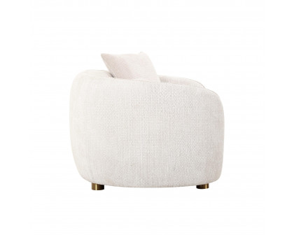 Pasargad - Zarina Upholstered Modern Loveseat with 2 Pillows in Ivory, Textured Fabric