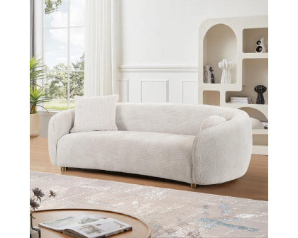 Pasargad - Zarina Upholstered Modern Loveseat with 2 Pillows in Ivory, Textured Fabric