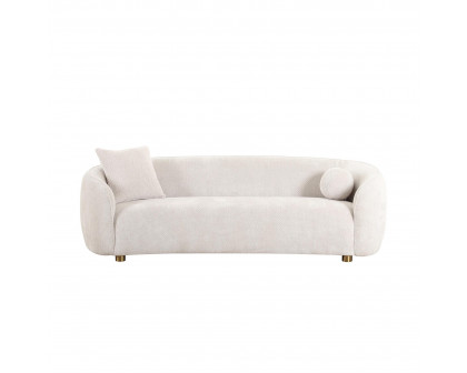 Pasargad - Zarina Upholstered Modern Sofa with 2 Pillows in Ivory, Textured Fabric