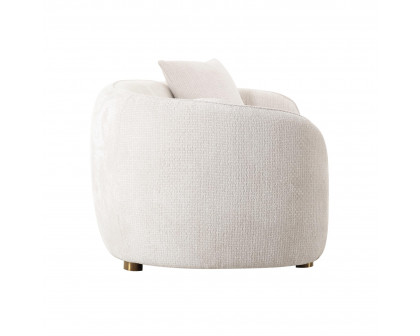 Pasargad - Zarina Upholstered Modern Sofa with 2 Pillows in Ivory, Textured Fabric