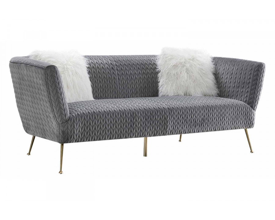 Pasargad Noho Collection Lafayette Gray Velvet Sofa