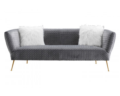 Pasargad Noho Collection Lafayette Gray Velvet Sofa