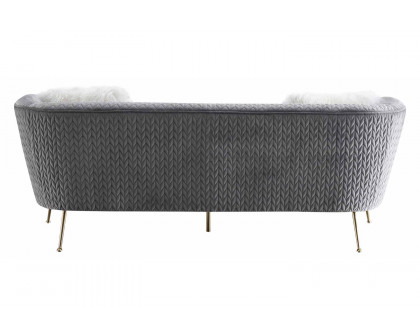 Pasargad Noho Collection Lafayette Gray Velvet Sofa