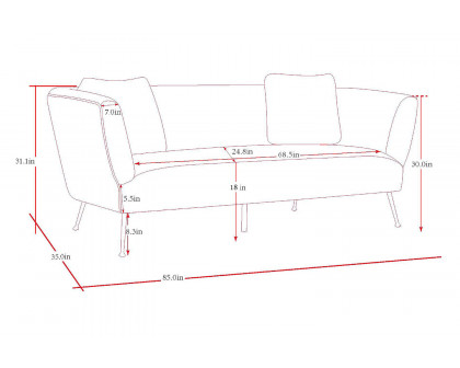 Pasargad Noho Collection Lafayette Gray Velvet Sofa