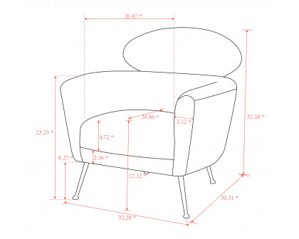 Pasargad - Felice Modern Armchair in Cream, Poly Fabric