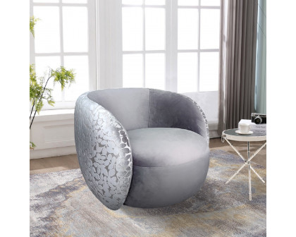 Pasargad - Allure Modern Swivel Armchair in Gray, Poly Fabric