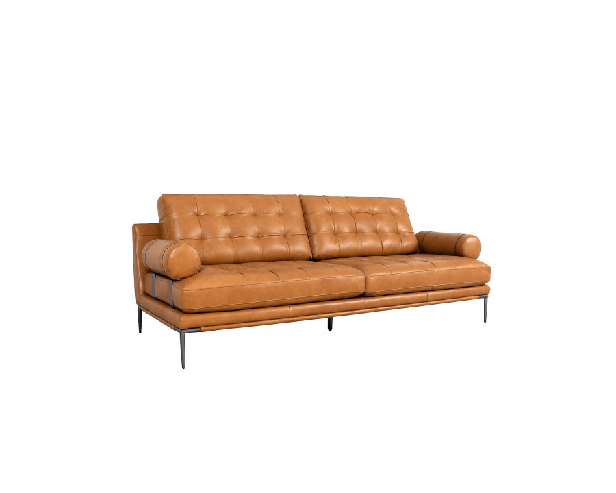 Pasargad Kimberly 3 Seater Sofa - Brown, Leather