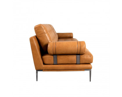 Pasargad Kimberly 3 Seater Sofa - Brown, Leather