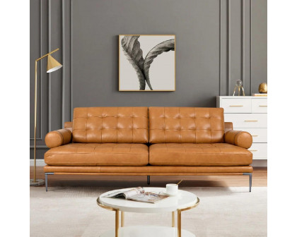 Pasargad Kimberly 3 Seater Sofa - Brown, Leather