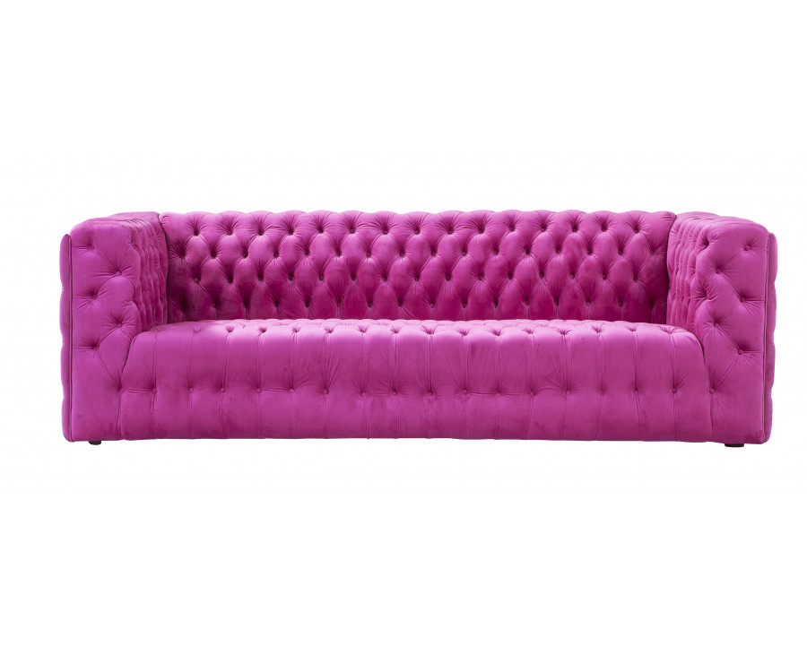 Pasargad - Vicenza Chesterfield Sofa in Fuschia, Velvet