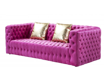 Pasargad - Vicenza Chesterfield Sofa in Fuschia, Velvet