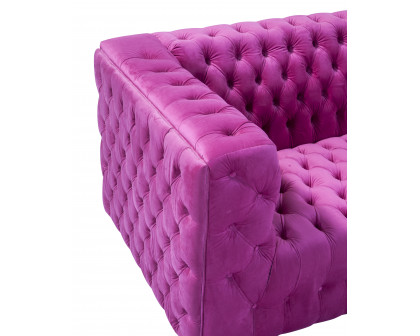 Pasargad - Vicenza Chesterfield Sofa in Fuschia, Velvet