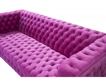 Pasargad - Vicenza Chesterfield Sofa in Fuschia, Velvet