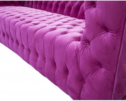 Pasargad - Vicenza Chesterfield Sofa in Fuschia, Velvet