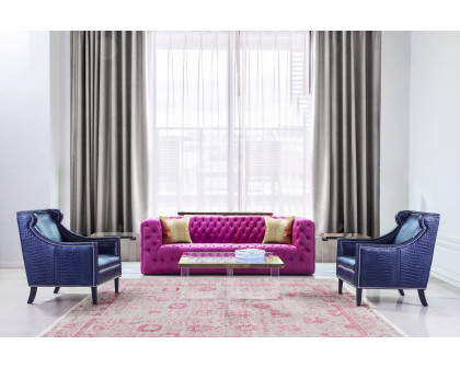 Pasargad - Vicenza Chesterfield Sofa in Fuschia, Velvet