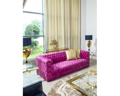 Pasargad - Vicenza Chesterfield Sofa in Fuschia, Velvet