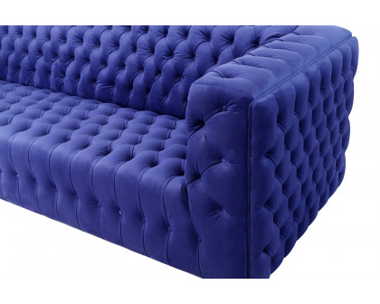 Pasargad Vicenza Collection Velvet Tufted Sofa - Blue