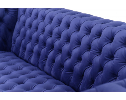 Pasargad Vicenza Collection Velvet Tufted Sofa - Blue