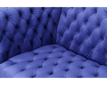 Pasargad Vicenza Collection Velvet Tufted Sofa - Blue