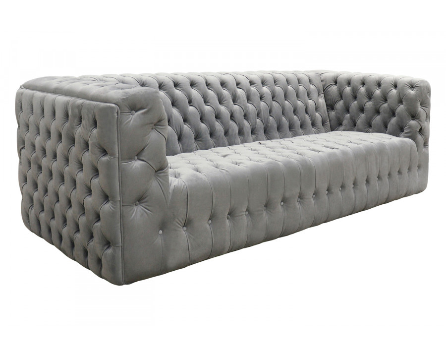 Pasargad Vicenza Collection Velvet Tufted Sofa - Silver