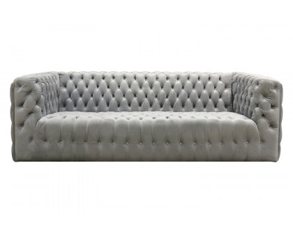 Pasargad Vicenza Collection Velvet Tufted Sofa - Silver