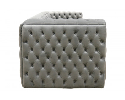 Pasargad Vicenza Collection Velvet Tufted Sofa - Silver