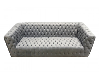 Pasargad Vicenza Collection Velvet Tufted Sofa - Silver