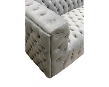 Pasargad Vicenza Collection Velvet Tufted Sofa - Silver