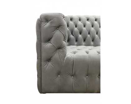 Pasargad Vicenza Collection Velvet Tufted Sofa - Silver